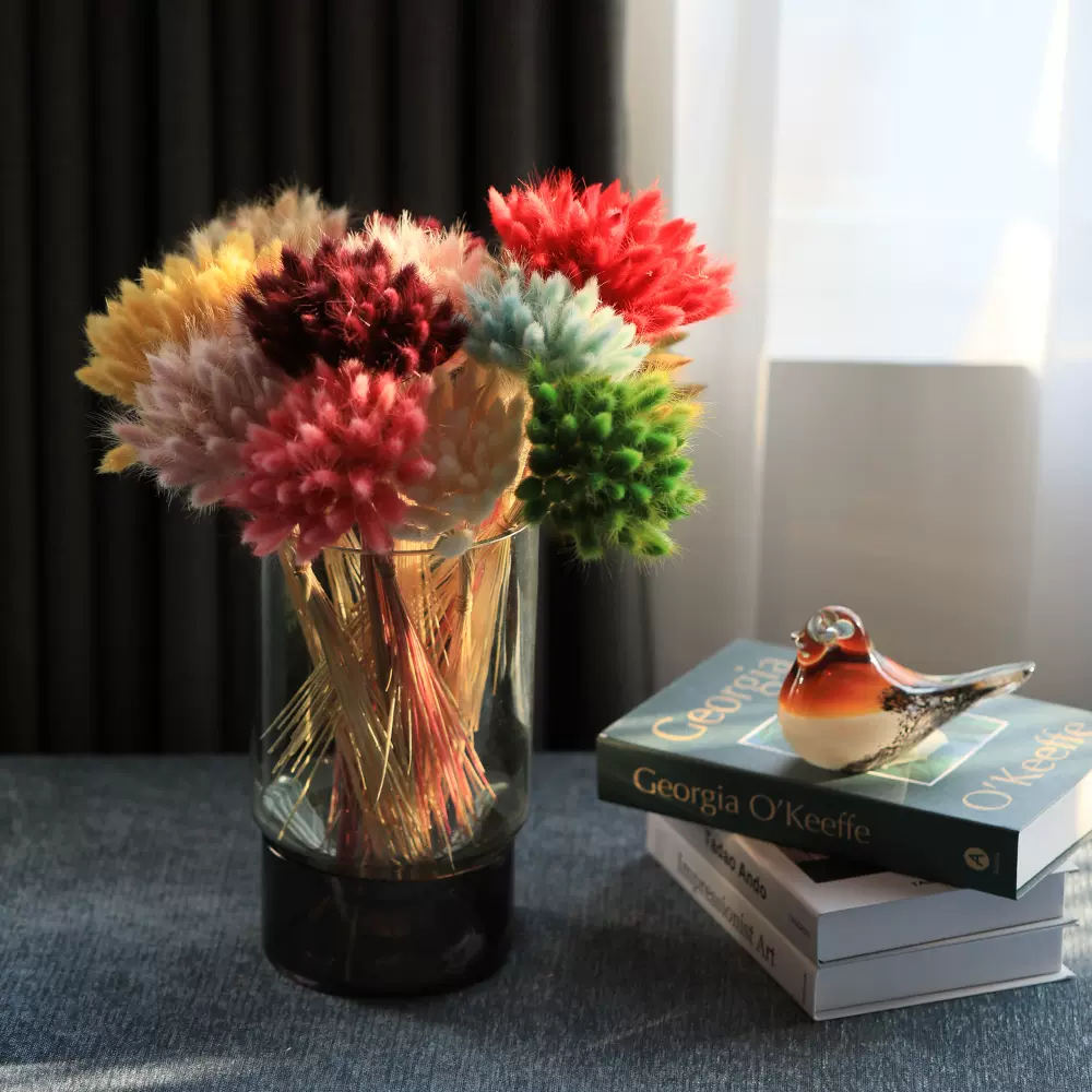 薔薇永生花兔尾草家居軟裝乾燥花插花瓶手捧花diy