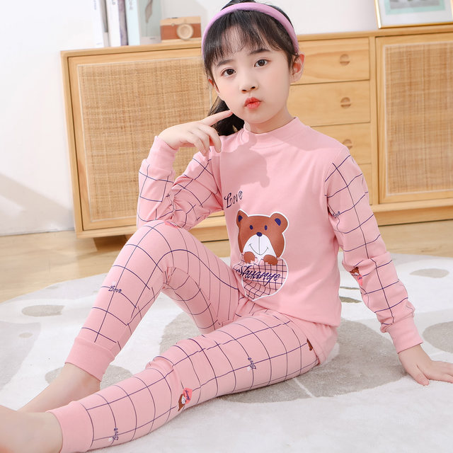 Children's underwear set pure cotton boys and girls pajamas medium-sized children's autumn clothes and trousers, cotton spring and autumn thin base shirt