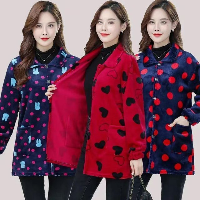 Clothes for adult women winter plus velvet thickened jacket protective dirt-resistant kitchen apron flannel fashion work clothes for women
