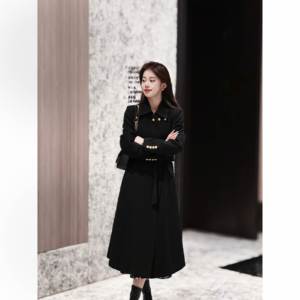 
Light luxury custom high-end Hepburn style mid-length windbreaker jacket for women 2025 spring and autumn fashionable slim suit jacket trendy