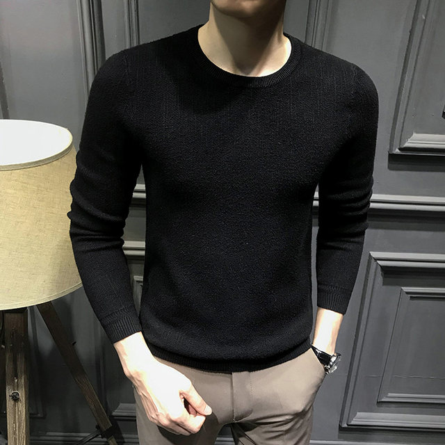 Autumn and winter white sweater men's slim-fit autumn and winter ...