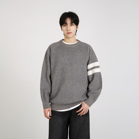 
NineteenAutumn Autumn and winter Japanese retro striped pullover sweater contrasting high-end knitwear for men and women