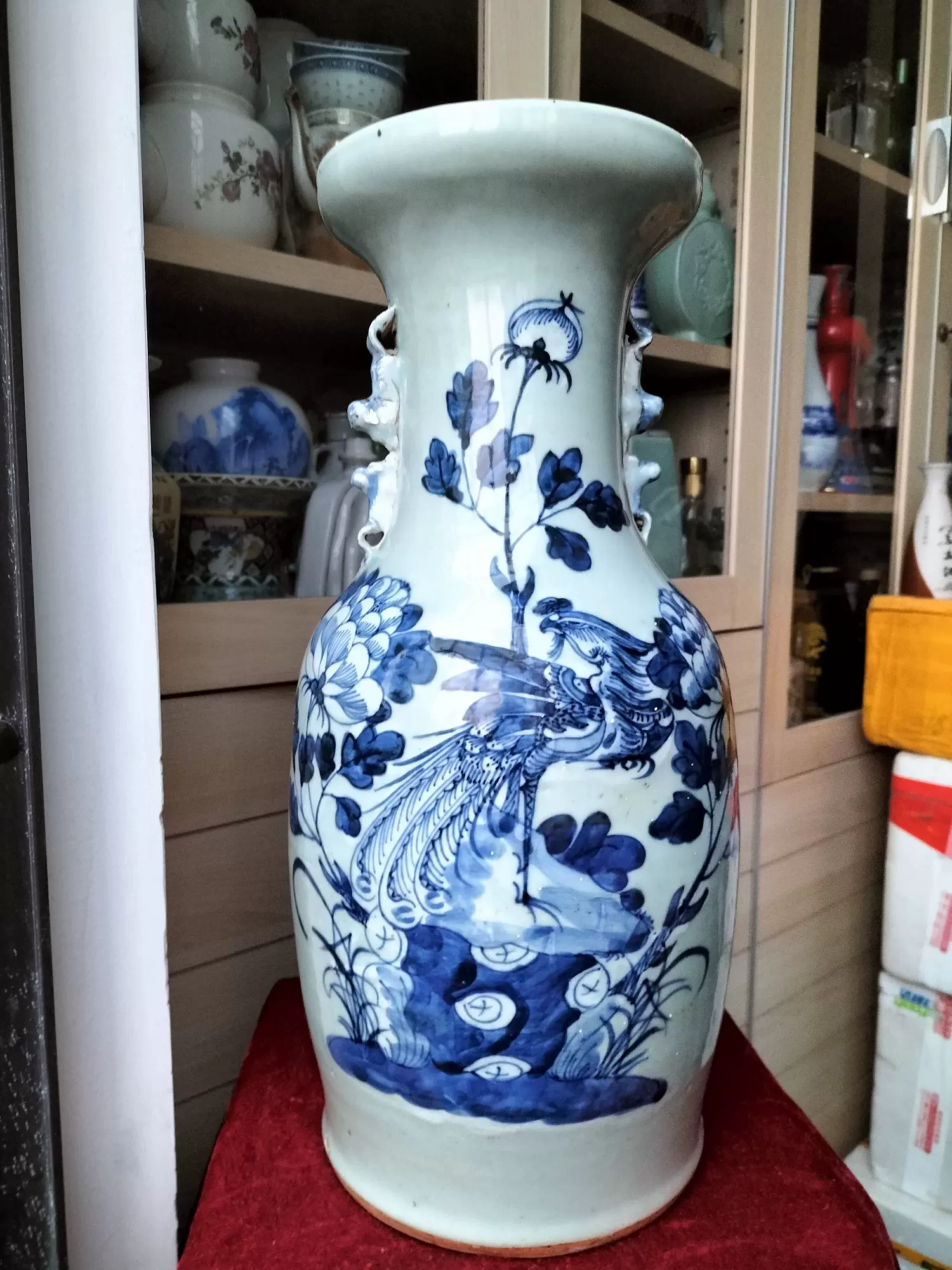 中国清 嘉慶年製『牡丹唐草紋青花瓶・徳利』/ 染付 中國 古陶磁