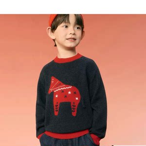 
Children's clothing for boys and girls pullover sweater 2025 autumn and winter new style Year of the Horse children's inner resting knitted sweater Western style