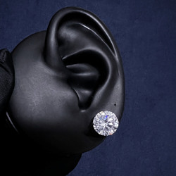 S925 Sterling Silver Oversized Zircon Earrings American Style Unisex Silver Gold-Plated Diamond High-End Trendy Hip-Hop Earrings