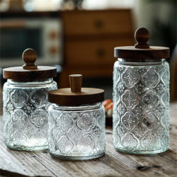Kitchen Glass Sealed Jar Food-Grade Snack Dried Fruit Storage Candy White Sugar Grains Tea Storage Jar