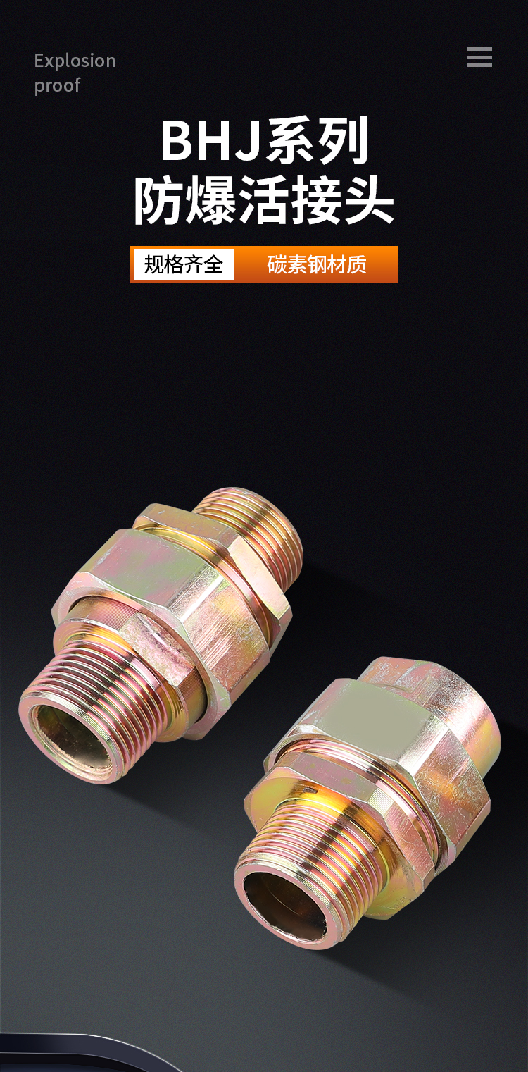 Bhj 防爆ユニオン 3/4 内外ネジ計器モータージョイント炭素鋼