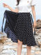 Polka dot skirt mid-length summer women's chiffon one-piece lace-up high-waist wrap skirt irregular fishtail skirt skirt