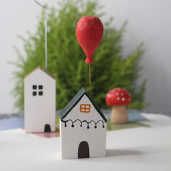 Chumfun Wooden Japanese-Style Healing Small Ornament for Computer Desktop, Cute Little House, Mini Workstation Decoration