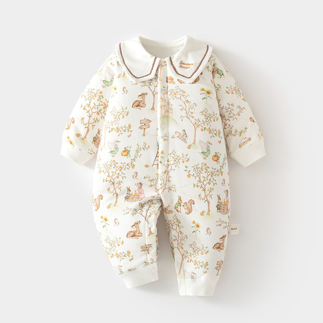 
Winter baby thickened warm jumpsuit for girls, autumn and winter quilted baby boy's pure cotton warm cotton clothes