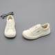 Genuine leather white shoes women's single shoes 2025 autumn minimalist doll head cowhide lace-up flat casual shoes women's board shoes