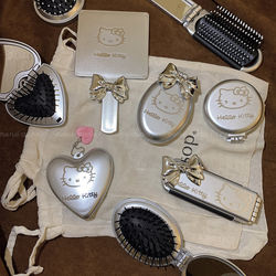Cute Kt Comb~ Foldable Portable Air Cushion Comb with Cat Design, Dual-Use Makeup Mirror, Mini Air Cushion for Women