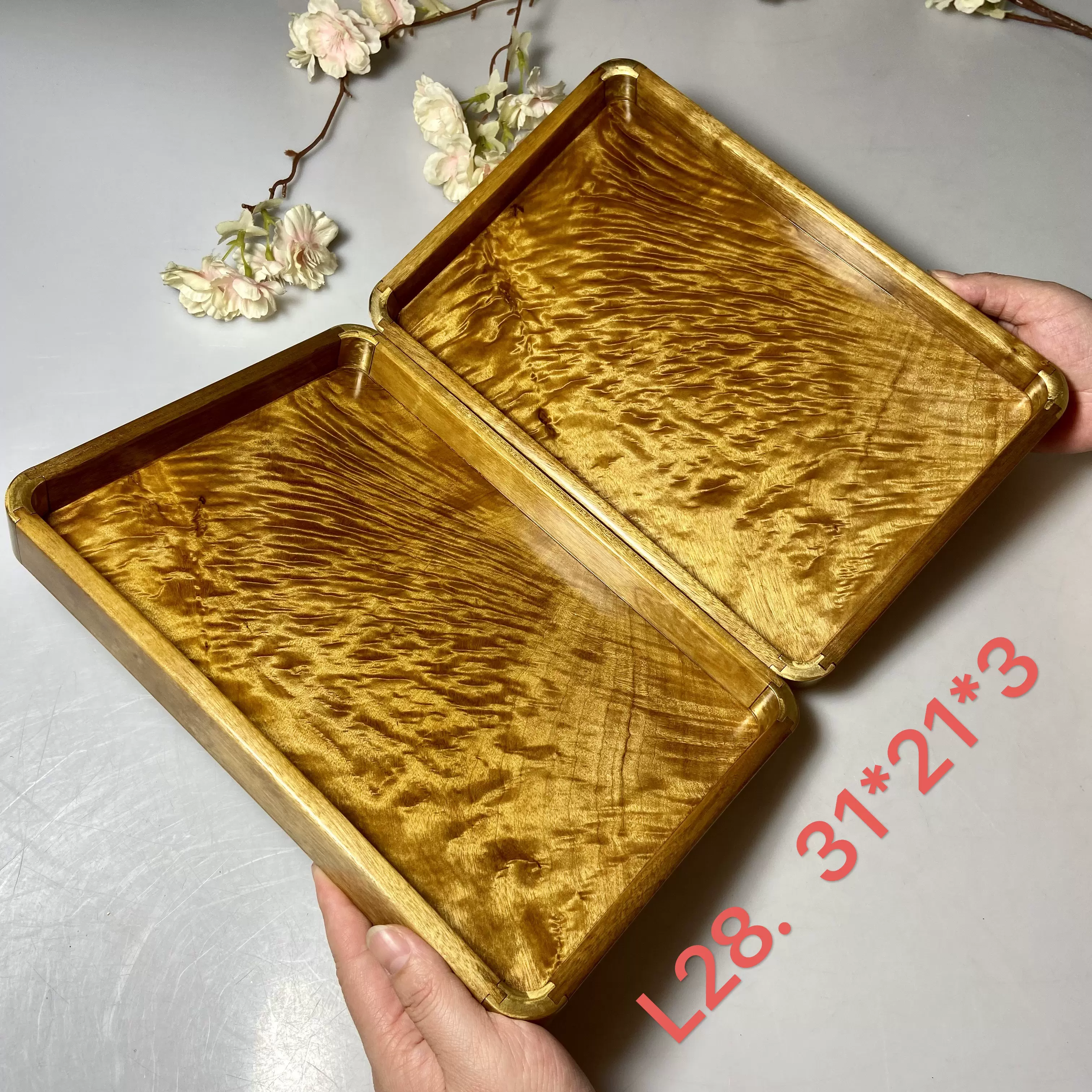 金絲楠木託盤復古中式果盤實木收納盤小葉楨楠瘤疤紋陰沉幹泡茶盤-Taobao