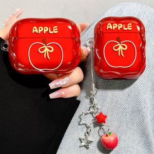 
Suitable for airpods4 protective case airpodspro3 protective case pro2 apple blue headphone case 4 fourth generation airpod silicone ipod soft shell pro3 third generation aipods transparent red apple