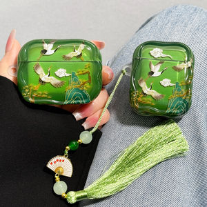 适用airpodspro3保护套airpods4保护壳pro2苹果蓝牙耳机套盒4四代airpod硅胶ipod软壳pro3二三代透明国潮仙鹤