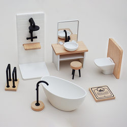 Miniature Simulation Furniture 1:12 Dollhouse Bathroom Scene Decoration Pretend Play Toys Wooden Cross-Border Hot Item