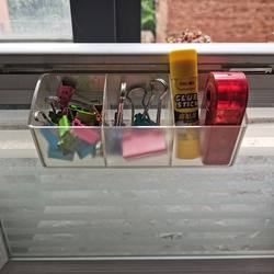 Short Folding Screen Partition for Office Workstation with Three Compartments for Storage and Organization