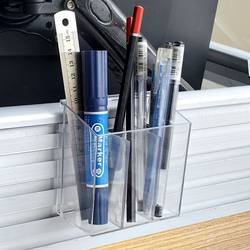 Workstation Slot with Three Compartments for Pens, Transparent Screen Hanging Storage Box, Desk Gap Hanging Organizer