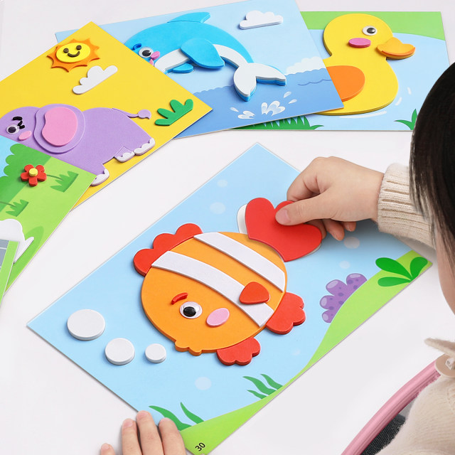 Children's handmade toys diy three-dimensional paste painting kindergarten 3d production material package girl sticker creative girl