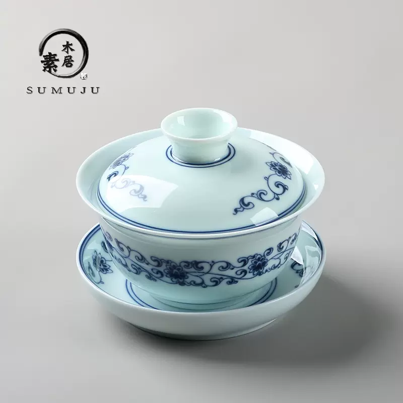 中国茶器 青花刀字三才蓋碗茶杯 茶杯 単体 蓋付き茶器 飲茶食器 中国茶器 青花刀字三才蓋碗茶杯 茶杯 単体 蓋付き茶器 飲茶食器 中国