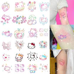 New Color Line Cat Tattoo Sticker Simple Japanese Internet Celebrity Hello Kitty Finger Wrist Waterproof Lasting Female