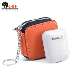 Small Round Elephant Top Layer Cowhide Bluetooth Earphone Bag Suitable For Apple Earphone Airpods Earphone Bag Key Pendant Bag