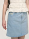 chummygirls original retro fresh girl simple embroidered high waist A-line washing denim skirt