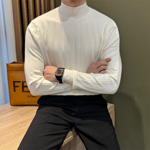 
Mr. NR [wool] half turtleneck sweater men's casual slim fit no-iron base layer pullover warm sweater trendy