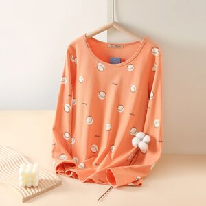 
Italian women's single-piece pure cotton autumn top cotton sweater middle-aged and elderly round neck base thermal underwear