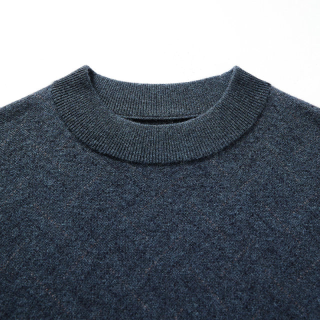 Jinju 100% sheep wool winter warm round neck pure wool thermal pullover top men's thick woolen sweater