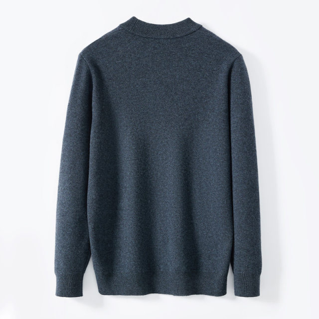 Jinju 100% sheep wool winter warm round neck pure wool thermal pullover top men's thick woolen sweater