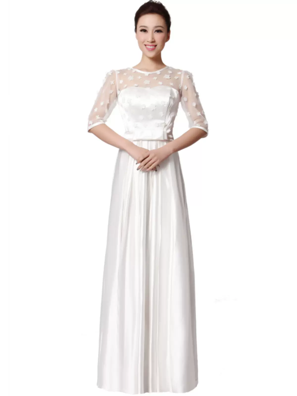 风格汇美成人合唱服合唱团演出服装大合唱服长裙新款中老年指挥服