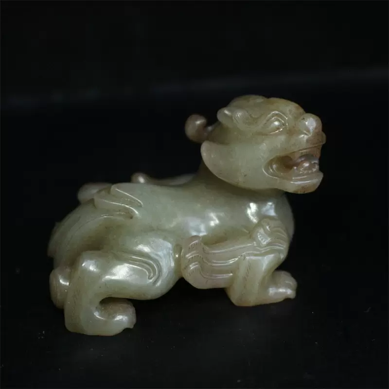 汉代古玉战汉和田玉精品貔貅瑞兽摆件古玩古董高古老物件老货