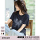 XWI Xinwei Gradient Butterfly Printed Pattern Short Sleeve T-shirt Women's Summer Commuter Versatile Top
