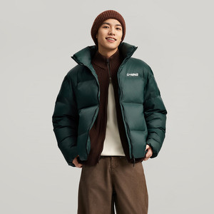 
Li Ning Hot Pot Down Jacket Men's and Women's Winter Clothes Couple Short Top Warm Sports Jacket AYMV427