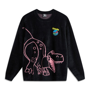 
Li Ning knit sweater men and women spring sports life series fashionable loose pullover hatless knit sweater AMBU212-