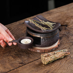 Handmade Rustic Japanese-Style Ceramic Incense Burner, Cedar Incense Burner, Tea Roasting Stove, Tabletop Candle Warmer, Traditional Tea Warmer