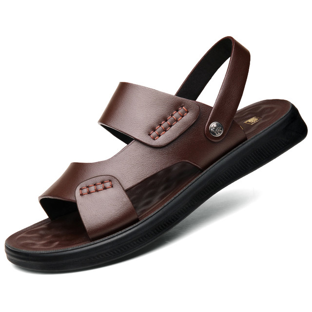 Sandals men's genuine leather 2024 summer new beach non-slip wear ...