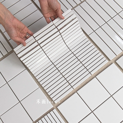 Medieval-Style White Mosaic Tiles, Glossy and Matte Surface Tiles, Clothing Store, Villa Background Wall, Bathroom Wall Tiles