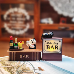 Japanese-Style Table Decorations Cute Cat Drinking Healing Micro-Landscape Scene Dollhouse Food Play Pretend Play Model