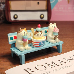 Ice Cream Bench Cat Cute Japanese Healing Desktop Ornament Office Goodies Work Station Graduation Decoration Student