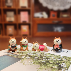 Zakka Miscellaneous Goods Cute Dog Fortune-Bringing Shiba Inu Figurine Resin Crafts Desktop Scene Decoration Ornaments Free Shipping