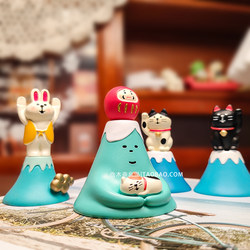 Mount Fuji Bring-In Wealth and Treasure Cat Cartoon Animal Desktop Ornament, Mount Fuji Shaped Creative Decoration, Cute Figurine Display