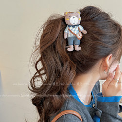 Cute Cartoon Bear Banana Clip for Girls, Sweet and Girly Temperament, Claw Clip for High Ponytail, Versatile Hair Accessory for the Back of the Head