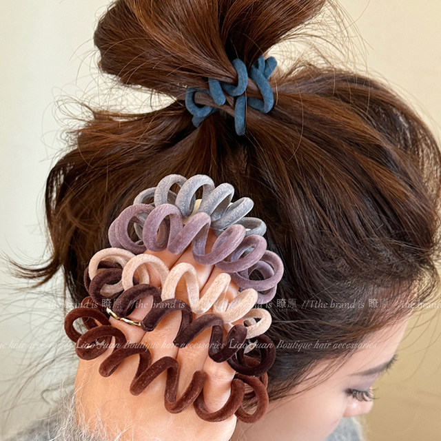 3 simple Korean plush telephone line with high-end headband for women 2025 new anti-slip high elastic rope