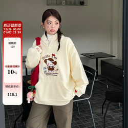 Plus-Size Girls Wear Korean-Style, Very Stylish Color-Blocked Hooded Sweatshirts with Fleece Lining for Autumn and Winter, Large Size, Slimming Tops for Fat Girls