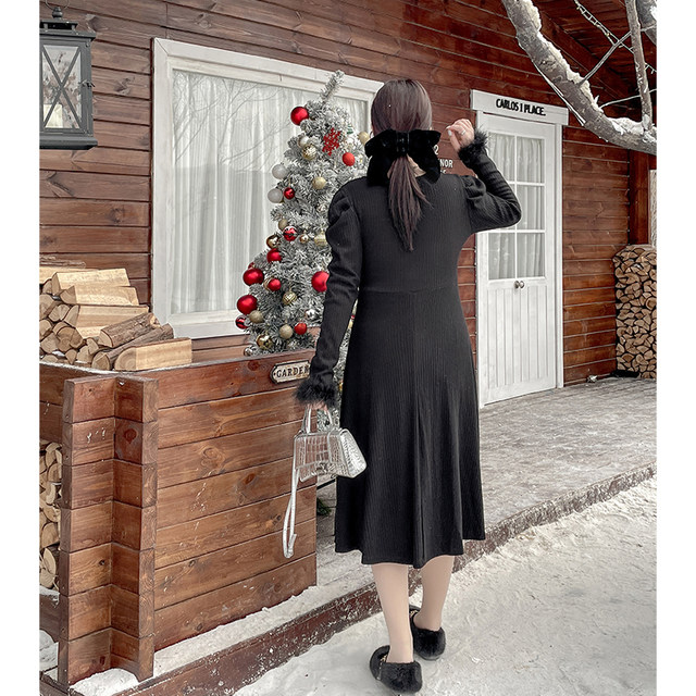 Dress Women's Fashion Western Style Spring and Autumn Clothing New Collection Waist Cinching Slimming Small Black Dress