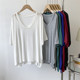 Modal bat-sleeved short-sleeved T-shirt on both sides for women loose lazy style large size home top drooping T-shirt for women
