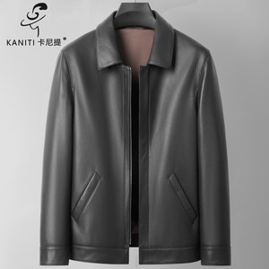 
Caniti Light Luxury Men's New Zealand First Layer Deerskin Men's Genuine Leather Jacket Single Leather Lapel Leather Jacket