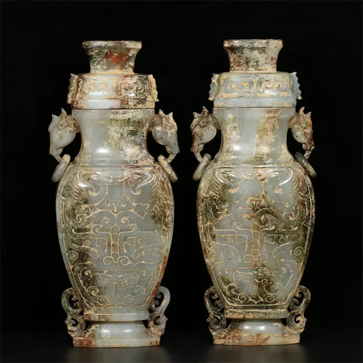 黄玉如意紋璜 和田玉 擺件 中国古玩美術唐物骨董 G3 永し 清代時期 和田玉 母子獸 擺件 高古玉 老玉 極細